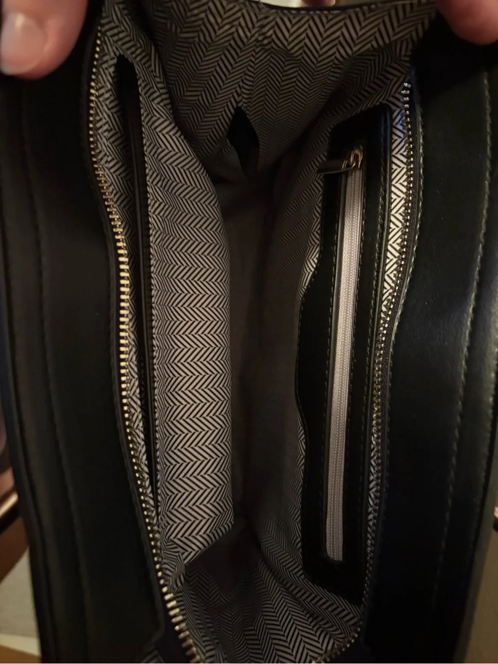 Black Croc-Embossed Ring Handle Tote - Unbranded